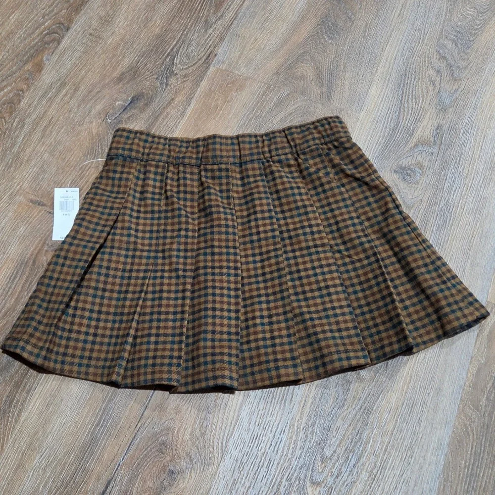 Old Navy Kids Brown Gingham Pleated Skirt Size S 6-7 School Uniform Preppy NEW